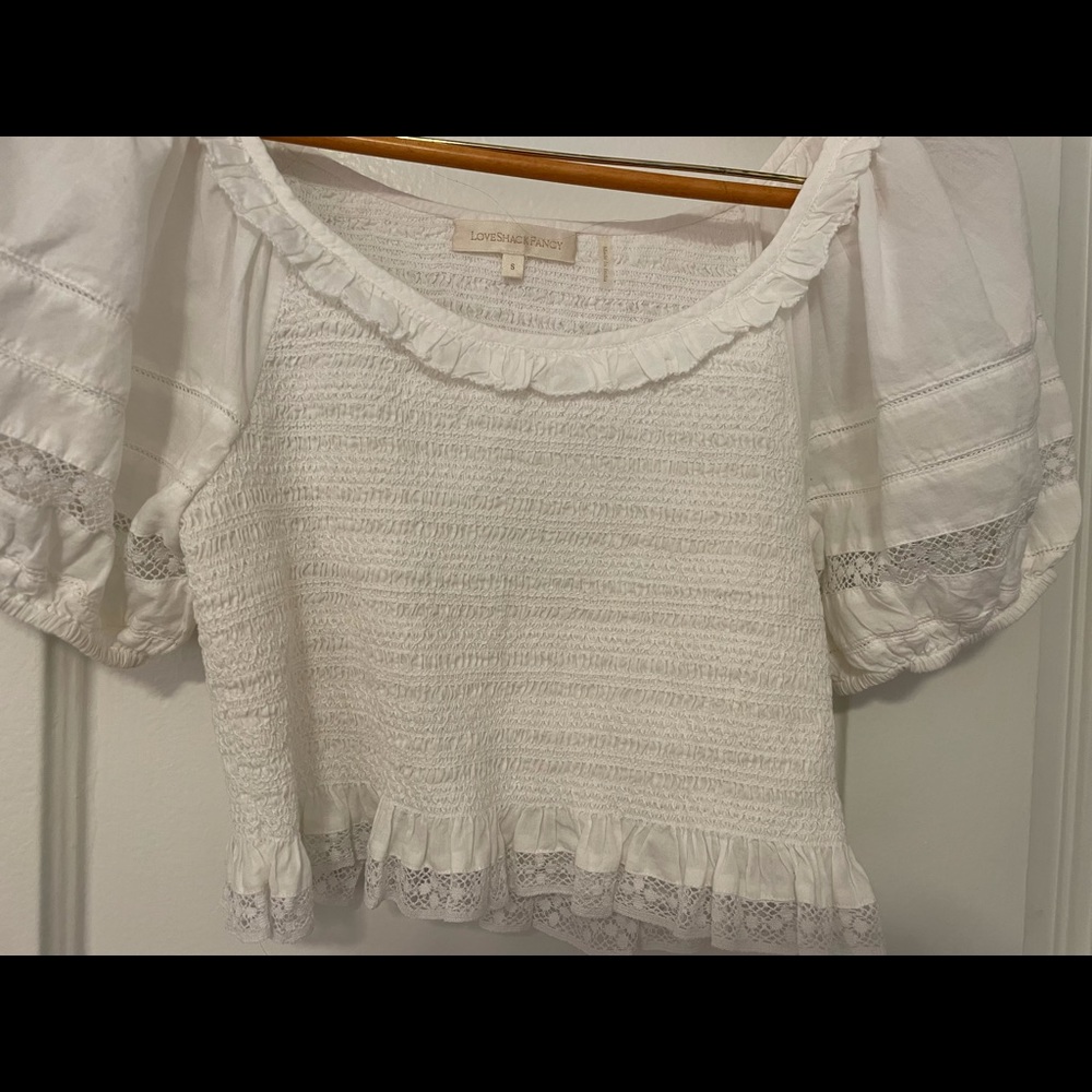 LoveShackFancy puff sleeve crop top